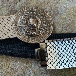 Vintage silver medallion stretch belt